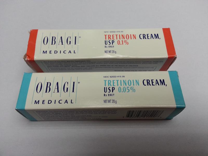 两款未经注册药剂制品，Obagi Medical Tretinoin Cream, USP 0.1%及0.05%。