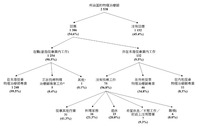 统计图标题：所涵盖物理治疗师的经济活动身分
