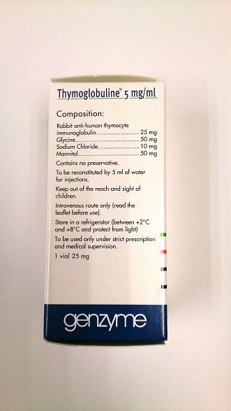 The Department of Health today (July 2) endorsed the recall of one batch of Thymoglobuline for IV Injection 25mg/5ml (Registration number: HK-33039) from the market by a licensed drug wholesaler, Sanofi-Aventis Hong Kong Limited, because of a stability issue.