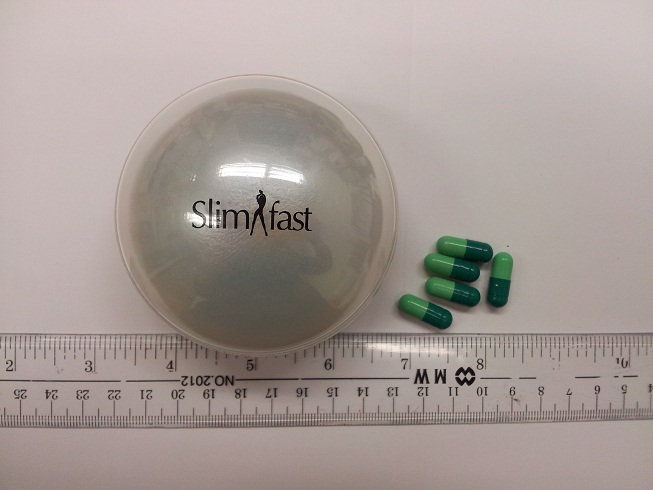 A slimming product named "Slim fast", which is suspected to contain an undeclared and banned drug substance.