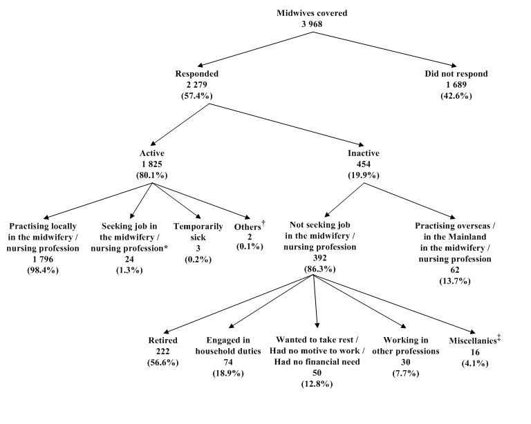 Chart title: Chart A: Activity Status of Midwives Covered