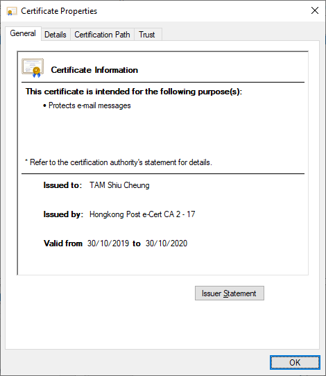 Step 4: You will not find any “ × ” on the Certificate Information.