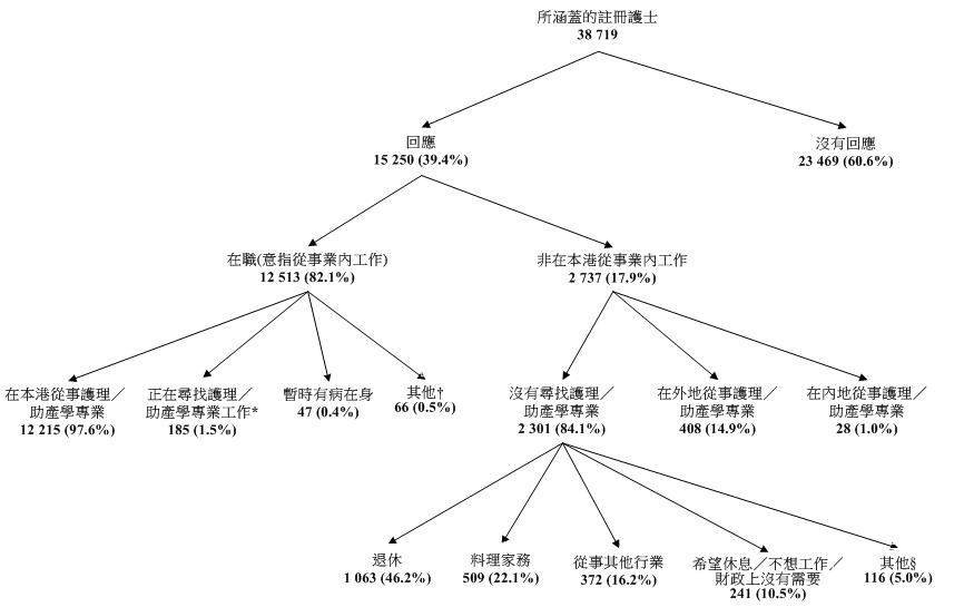 統計圖標題：所涵蓋的註冊護士的經濟活動身分
