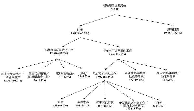統計圖標題：所涵蓋的註冊護士的經濟活動身分